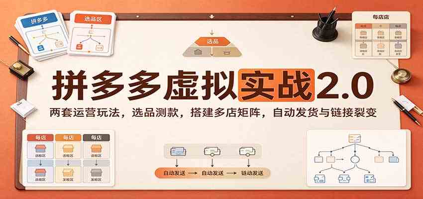 022738993fed242d41fff93b33aa90b6.jpeg 拼多多虚拟实战2.0:两套运营玩法,选品测款,搭建多店矩阵,自动发货与链接裂变