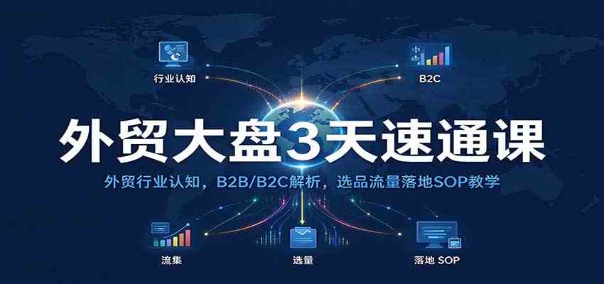 外贸大盘3天速通课:外贸行业认知,B2B/B2C解析,选品流量落地SOP教学祝你网--专注互联网创业.信息差副业研究拒绝割韭菜祝你网