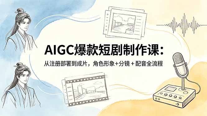 AIGC爆款短剧制作课：从注册部署到成片，角色形象+分镜+配音全流程祝你网--专注互联网创业.信息差副业研究拒绝割韭菜祝你网