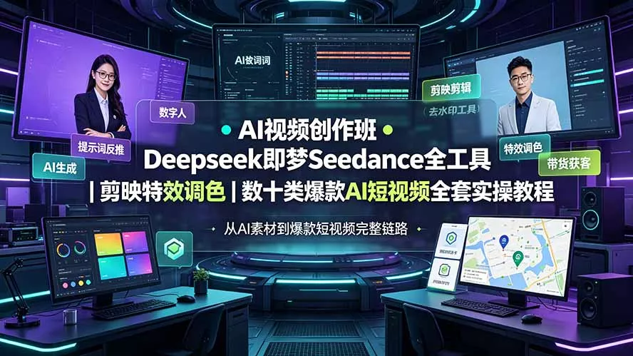 AI视频创作班◆Deepseek即梦Seedance全工具|剪映特效调色|数十类爆款AI短视频全套实操教程祝你网--专注互联网创业.信息差副业研究拒绝割韭菜祝你网