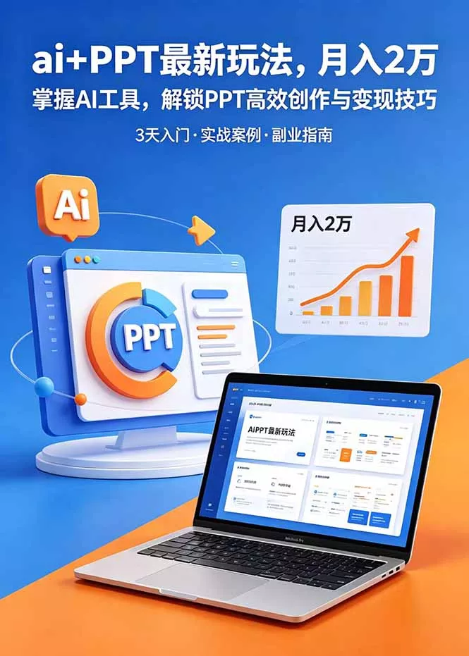 ai+PPT最新玩法,月入2万掌握AI工具,解锁PPT高效创作与变现技巧3天入门,实战案例·副业指南祝你网--专注互联网创业.信息差副业研究拒绝割韭菜祝你网