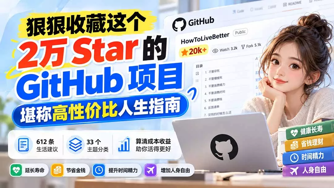 03cd0b5cb334b7b522eb528c46f81161.webp 狠狠收藏这个 2 万 Star 的 GitHub 项目,堪称高性价比人生指南。