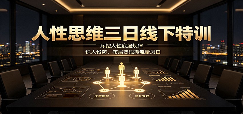 人性思维三日线下特训：深挖人性底层规律，识人设防、布局变现抓流量风口祝你网--专注互联网创业.信息差副业研究拒绝割韭菜祝你网