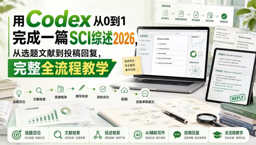 用Codex从0到1完成一篇SCI综述2026，从选题文献到投稿回复，完整全流程教学祝你网--专注互联网创业.信息差副业研究拒绝割韭菜祝你网