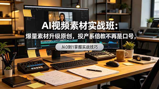 （19085期）AI视频素材实战班：爆量素材升级原创，投产翻倍不再是口号，0-1系统教学实战落地祝你网--专注互联网创业.信息差副业研究拒绝割韭菜祝你网