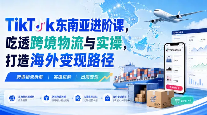 TikTok东南亚进阶课,吃透跨境物流与实操,打造海外变现路径祝你网--专注互联网创业.信息差副业研究拒绝割韭菜祝你网