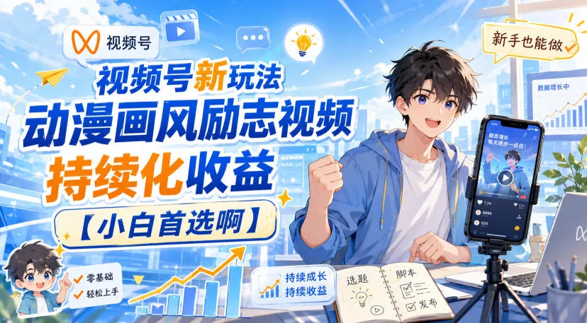 05c2c3f2d793cab3689897d05ab8b617.webp 视频号新玩法动漫画风励志视频,持续化收益【小白首选啊】