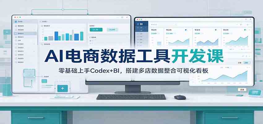 05f5a8602eaba6a20fde3e9ef54231f9.jpeg AI电商数据工具开发课:零基础上手Codex+BI,搭建多店数据整合可视化看板