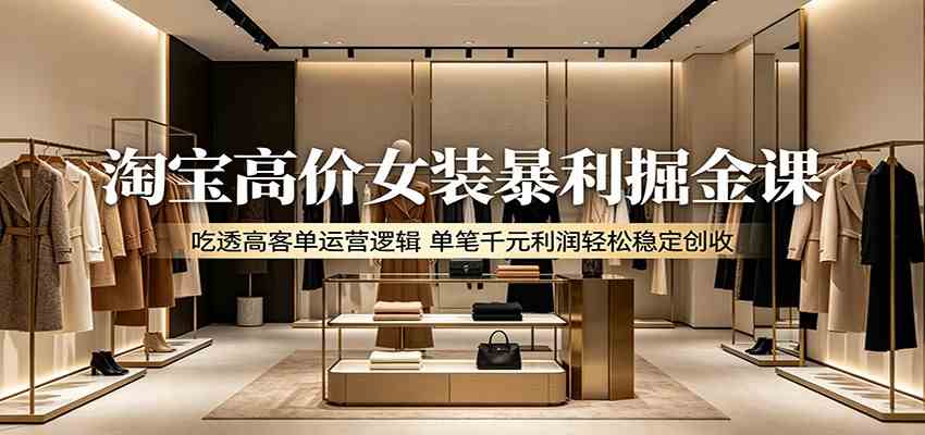 064c60e5803b84b8ece8c216e093e72b.jpeg 淘宝高价女装暴利掘金课:吃透高客单运营逻辑,单笔千元利润轻松稳定创收
