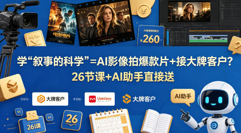 学《叙事的科学》=AI影像拍爆款片+接大牌客户？26节课+AI助手直接送【原创双语字幕】祝你网--专注互联网创业.信息差副业研究拒绝割韭菜祝你网