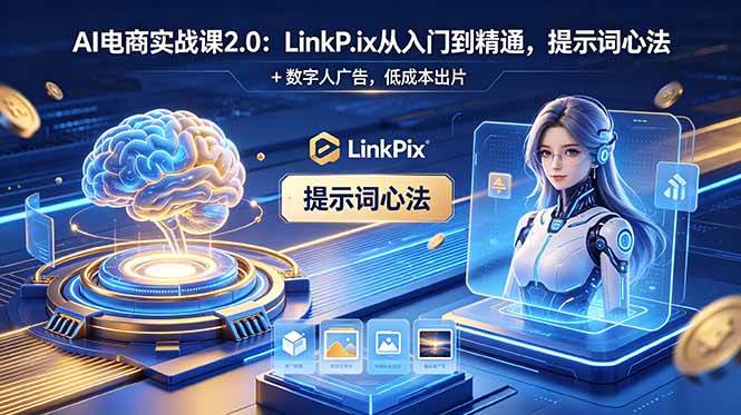 （18655期）AI 电商实战课2.0｜LinkPix 从入门到精通，提示词心法 + 数字人广告，低成本出片祝你网--专注互联网创业.信息差副业研究拒绝割韭菜祝你网