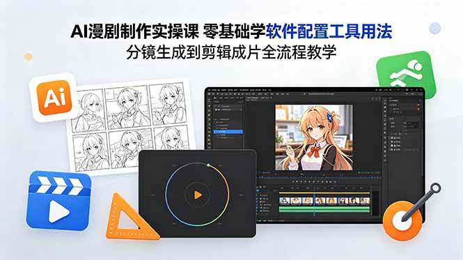 （18605期）AI漫剧制作实操课 零基础学软件配置工具用法 分镜生成到剪辑成片全流程教学祝你网--专注互联网创业.信息差副业研究拒绝割韭菜祝你网