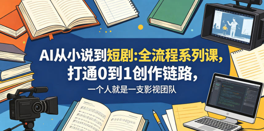 AI从小说到短剧全流程系列课，打通0到1创作链路，一个人就是一支影视团队祝你网--专注互联网创业.信息差副业研究拒绝割韭菜祝你网