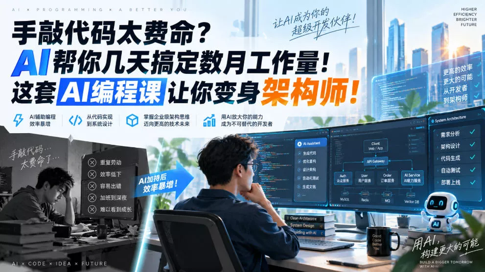 0847e5cc423aa24f10cf7de7d232e0c9.webp 手敲代码太费命?AI帮你几天搞定数月工作量!这套AI编程课让你变身架构师!【原创双语字幕】