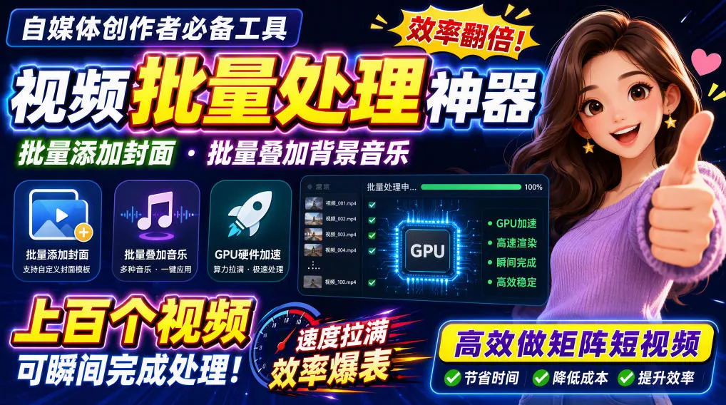 091520897b16ae796ebafa69048e265e.webp 视频批量加封面,把封面添加到视频第一帧,不用剪辑软件批量添加