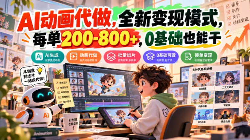 09bb15f54ad72fbcb0b74f09be7675d7.webp AI动画代做,全新变现模式,每单200-800+,0基础也能干【揭秘】