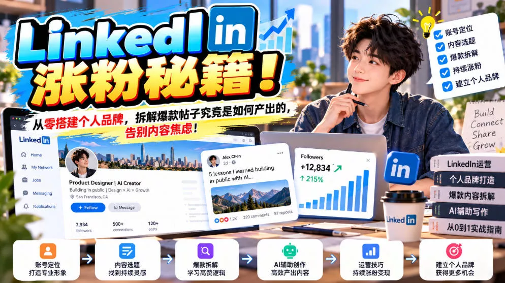 LinkedIn涨粉秘籍!从零搭建个人品牌,拆解爆款帖子究竟是如何产出的,告别内容焦虑!【原创双语字幕】祝你网--专注互联网创业.信息差副业研究拒绝割韭菜祝你网