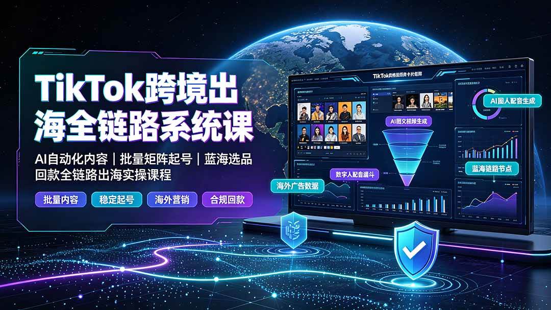 09e628192a864627615be8659032b59a.jpeg (19425期)TikTok跨境出海全链路系统课-2026年7月:AI自动化内容|批量矩阵起号|蓝海选品回款全链路出海实操课程