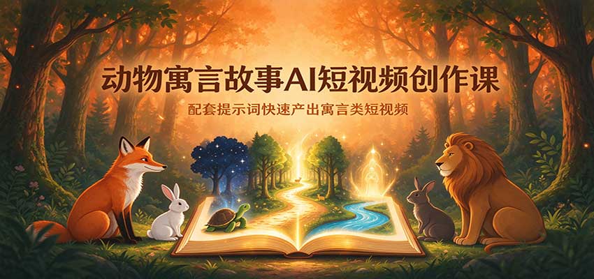 动物寓言故事AI短视频创作课：配套提示词快速产出寓言类短视频祝你网--专注互联网创业.信息差副业研究拒绝割韭菜祝你网