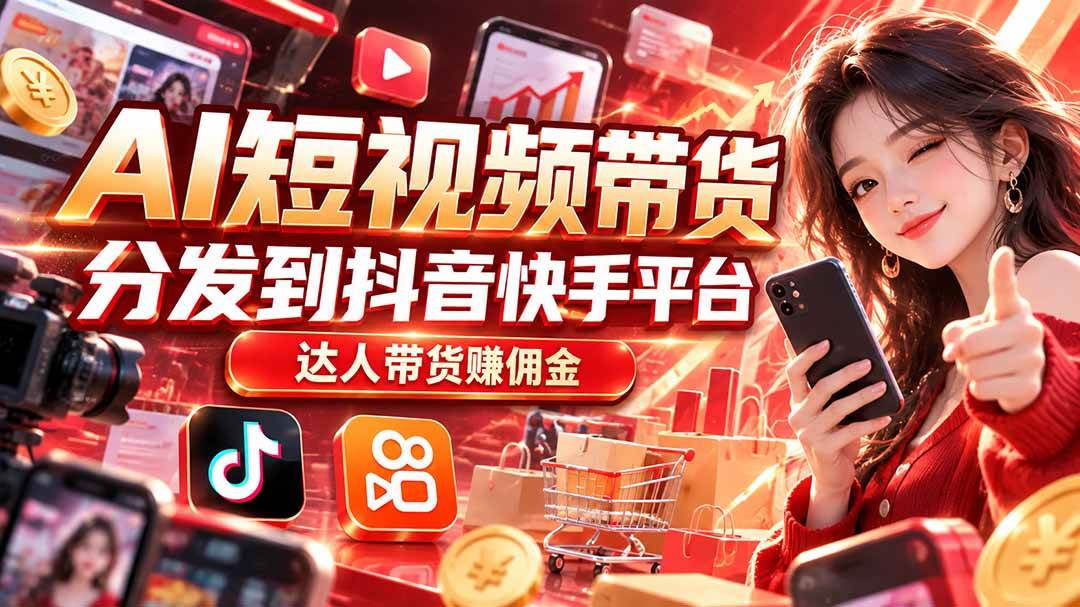 0c069e541fa6caf41e747a3d7681885e.jpeg (20754期)【AI短视频带货】分发到抖音快手平台,达人带货赚佣金