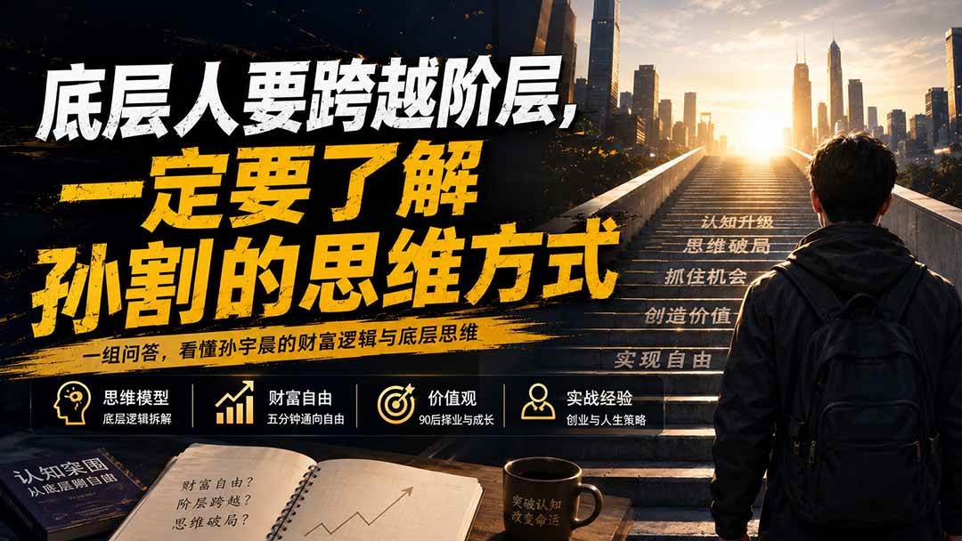 (20040期)付费文章:底层人要跨越阶层,一定要了解孙割的思维方式祝你网--专注互联网创业.信息差副业研究拒绝割韭菜祝你网