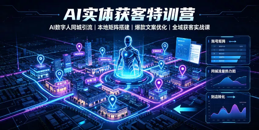 AI实体获客特训营|AI数字人同城引流、本地矩阵搭建、爆款文案优化全域获客实战课祝你网--专注互联网创业.信息差副业研究拒绝割韭菜祝你网