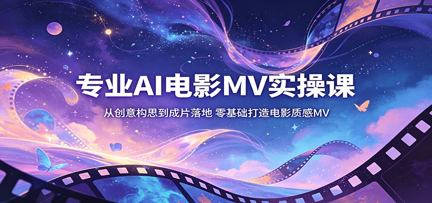专业AI电影MV实操课：从创意构思到成片落地，零基础打造电影质感MV祝你网--专注互联网创业.信息差副业研究拒绝割韭菜祝你网