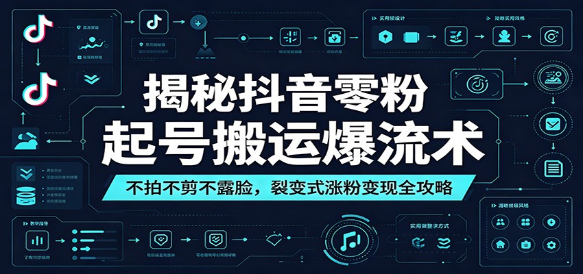 揭秘抖音零粉起号搬运爆流术:不拍不剪不露脸,裂变式涨粉变现全攻略祝你网--专注互联网创业.信息差副业研究拒绝割韭菜祝你网
