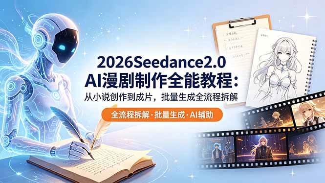 0ce8085b6c0a43a2b5da0024d137cf77.jpeg (18537期)2026Seedance2.0 AI制作全能教程:从小说创作到成片,批量生成全流程拆解