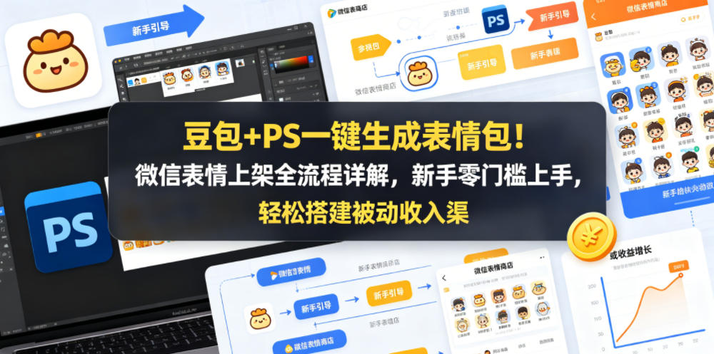 0e1c90f1e031723ea477b2ba4666ab70.jpeg 豆包+PS一键生成表情包!微信表情上架全流程详解,新手零门槛上手,轻松搭建被动收入渠道