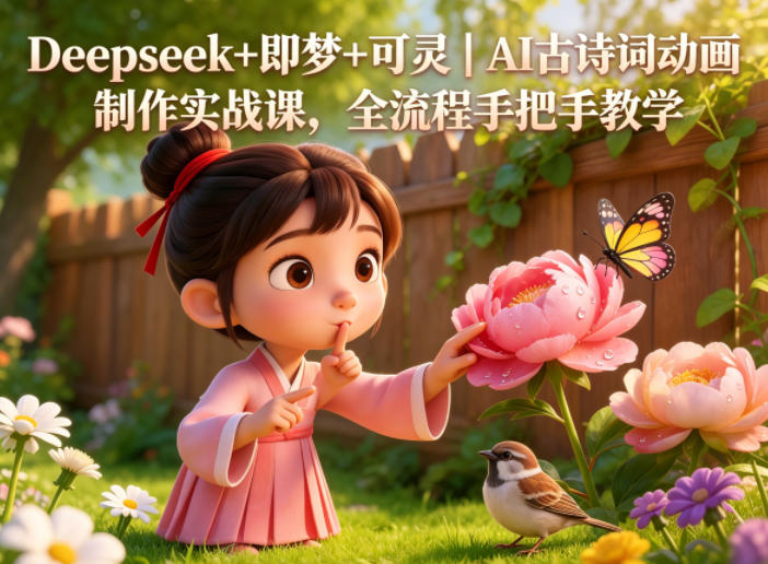 Deepseek+即梦+可灵｜AI古诗词动画制作实战课，全流程手把手教学祝你网--专注互联网创业.信息差副业研究拒绝割韭菜祝你网