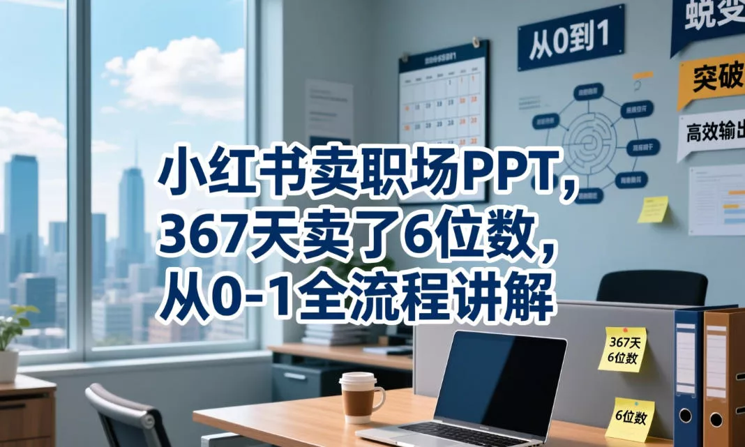 小红书卖职场PPT，367天卖了6位数，从0-1全流程讲解祝你网--专注互联网创业.信息差副业研究拒绝割韭菜祝你网