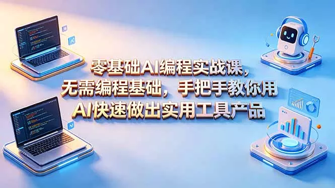 零基础AI编程实战课-更新,无需编程基础,手把手教你用AI快速做出实用工具产品祝你网--专注互联网创业.信息差副业研究拒绝割韭菜祝你网