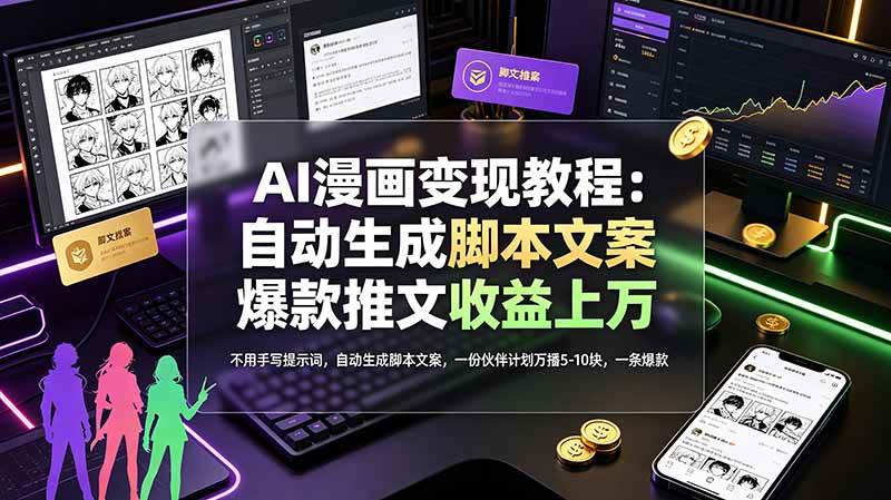(19170期)AI漫画变现教程:不用手写提示词,自动生成脚本文案,一份伙伴计划万播5-10块,一条爆款推文收益上万祝你网--专注互联网创业.信息差副业研究拒绝割韭菜祝你网