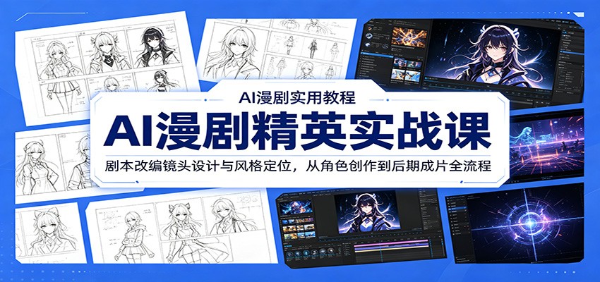 AI漫剧精英实战课：剧本改编镜头设计与风格定位，从角色创作到后期成片全流程祝你网--专注互联网创业.信息差副业研究拒绝割韭菜祝你网