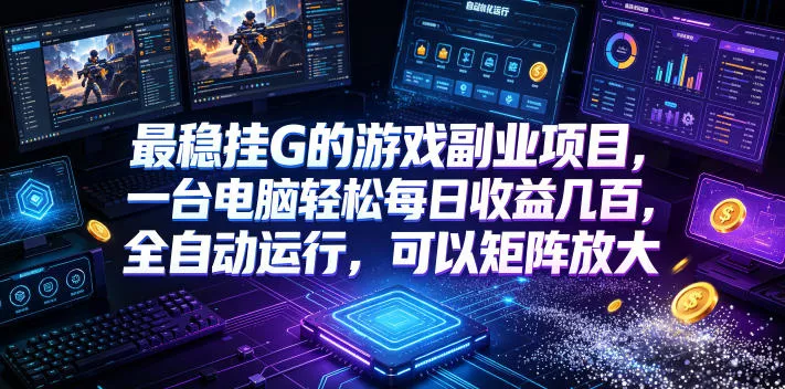 最稳挂G的游戏副业项目，一台电脑轻松每日收益几百，全自动运行，可以矩阵放大【揭秘】祝你网--专注互联网创业.信息差副业研究拒绝割韭菜祝你网