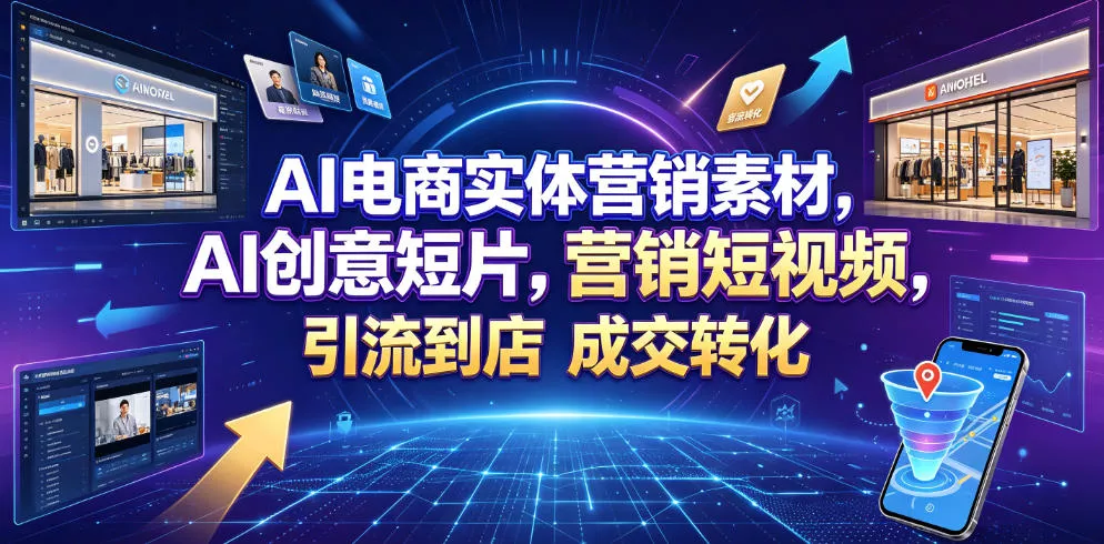 AI电商实体营销素材，AI创意短片，高效打造营销短视频，轻松引流到店，稳定提升门店客流与成交转化祝你网--专注互联网创业.信息差副业研究拒绝割韭菜祝你网
