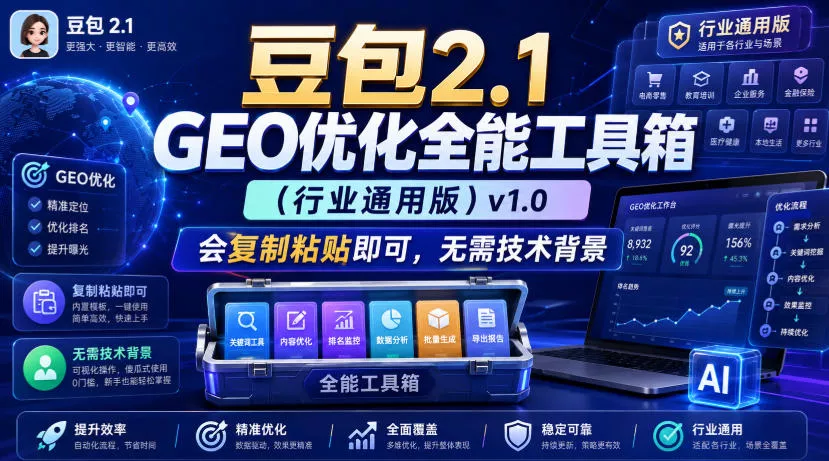 豆包2.1 GEO优化全能工具箱(行业通用版)v1.0,会复制粘贴即可,无需技术背景祝你网--专注互联网创业.信息差副业研究拒绝割韭菜祝你网