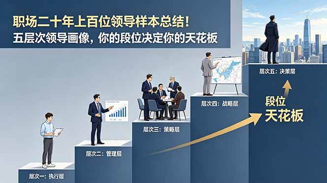 （18900期）付费文章：职场二十年上百位领导样本总结！五层次领导画像，你的段位决定你的天花板祝你网--专注互联网创业.信息差副业研究拒绝割韭菜祝你网