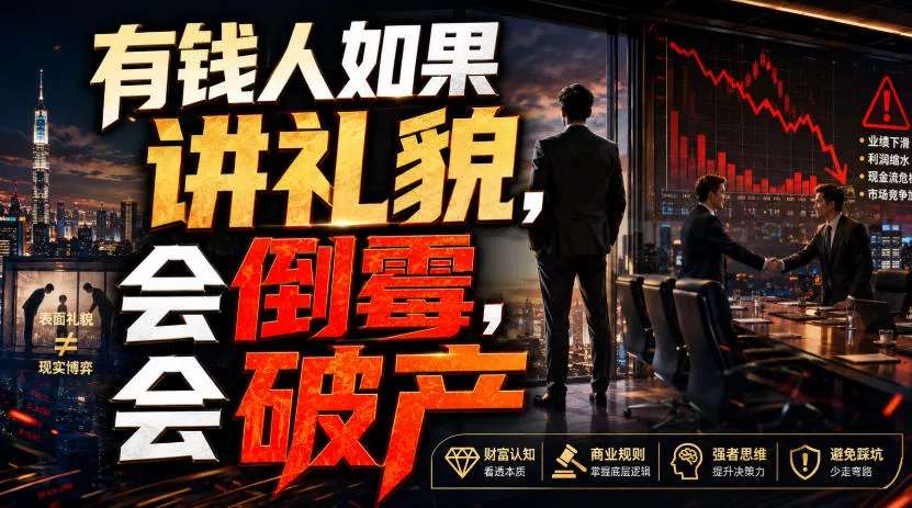 付费文章:有钱人如果讲礼貌,会倒霉,会破产祝你网--专注互联网创业.信息差副业研究拒绝割韭菜祝你网