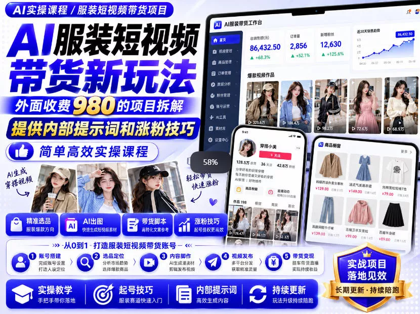 12bd002ca0ff8810b4e309eef230a718.webp 外面收费980AI快手带货系统课程,内部课程首次外放,操作简单高效,一分钟一条爆款视频