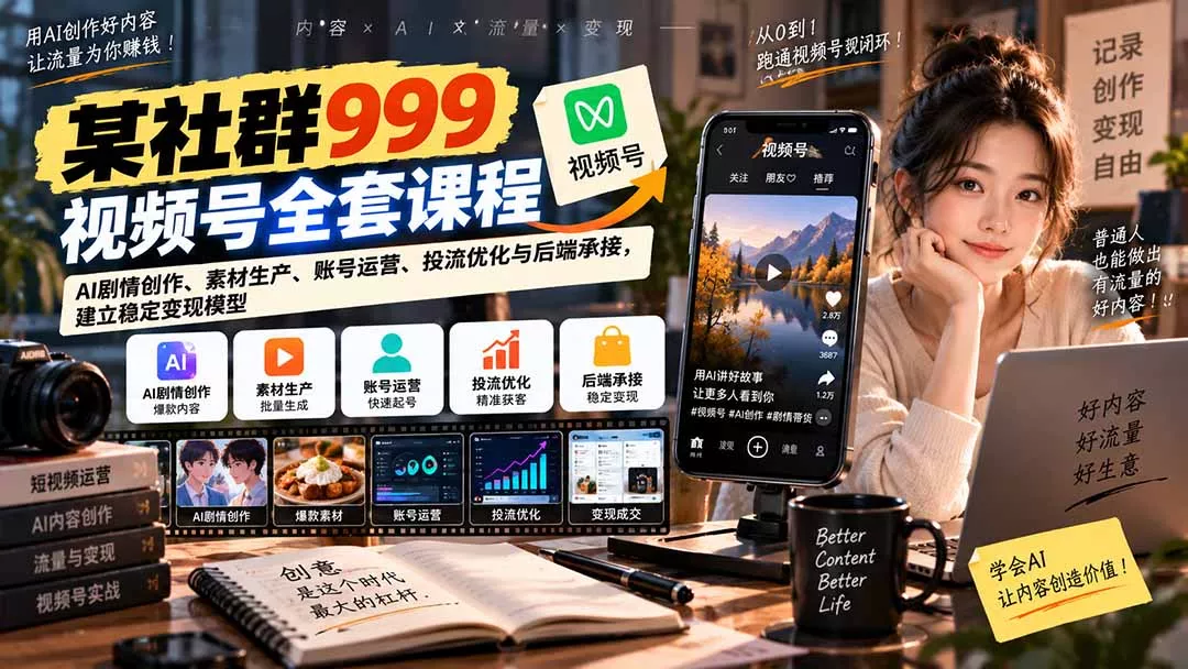 1352f9ea7bba64a8ea662fa4b7edadc6.webp 【无水印】某社群999视频号全套课程:AI剧情创作、素材生产、账号运营、投流优化与后端承接,建立稳定变现模型
