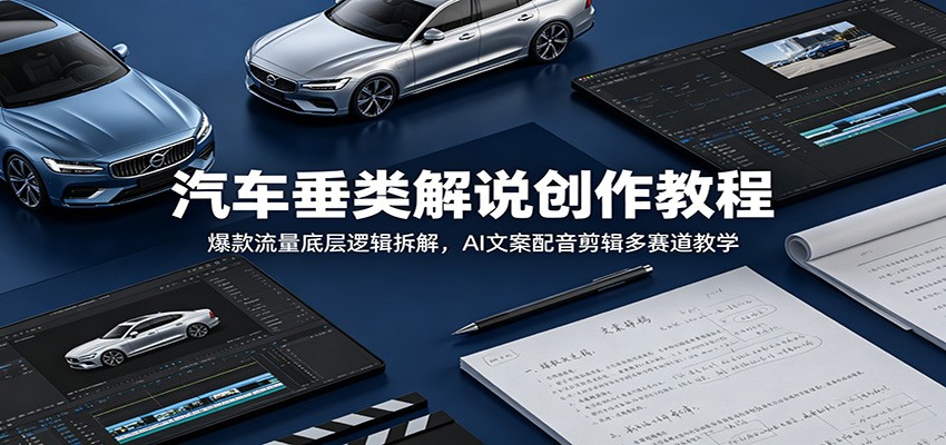 汽车垂类解说创作教程:爆款流量底层逻辑拆解,AI文案配音剪辑多赛道教学祝你网--专注互联网创业.信息差副业研究拒绝割韭菜祝你网