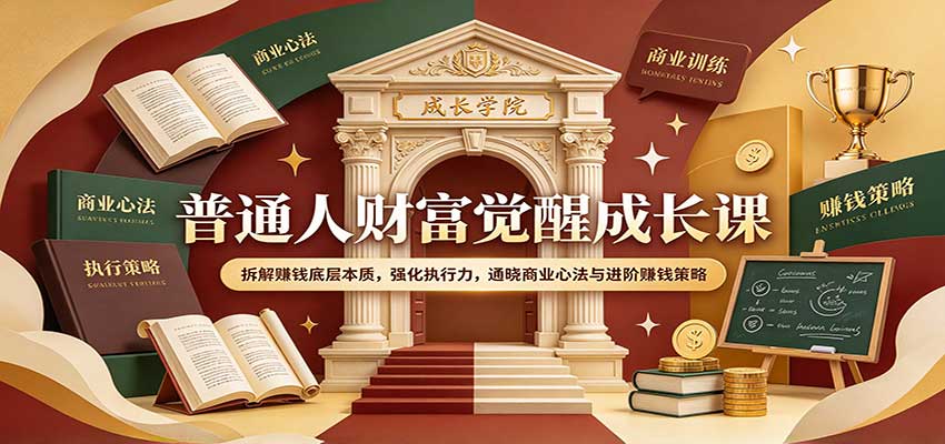 普通人财富觉醒成长课:拆解赚钱底层本质,强化执行力,通晓商业心法与进阶赚钱策略祝你网--专注互联网创业.信息差副业研究拒绝割韭菜祝你网