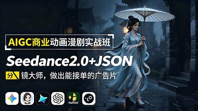 13c3b712075dbd52f271bc297d9cb9b6.jpeg (18849期)AIGC商业动画漫剧实战班:Seedance2.0+JSON分镜大师,做出能接单的广告片