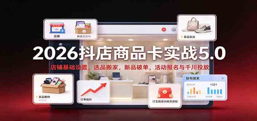 143f5f8da3839d4901b03826a5077d93.jpeg 2026抖店商品卡实战5.0:店铺基础设置,选品搬家,新品破单,活动报名与千川投放