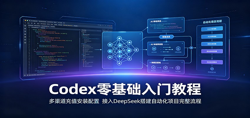 1460fbf9216dcf753c49c6e099390eef.jpeg Codex零基础入门教程:多渠道充值安装配置,接入DeepSeek搭建自动化项目完整流程