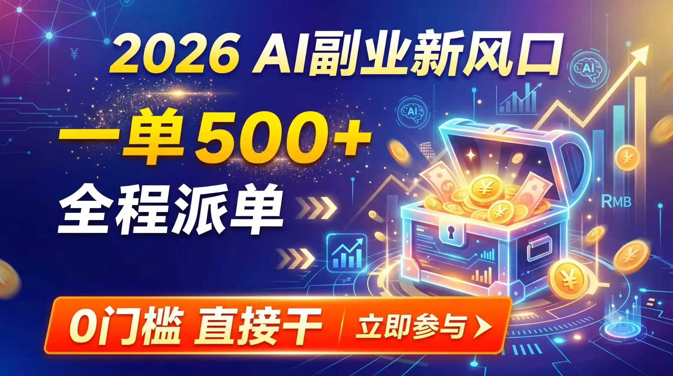 【2026】AI副业新风口，一单500+，全程派单，0门槛直接干祝你网--专注互联网创业.信息差副业研究拒绝割韭菜祝你网
