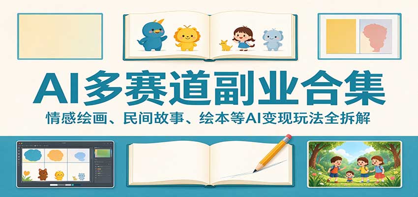 1638ce60f8bed8e983deb9f84f1af25a.jpeg AI多赛道副业合集:情感绘画、民间故事、绘本等AI变现玩法全拆解