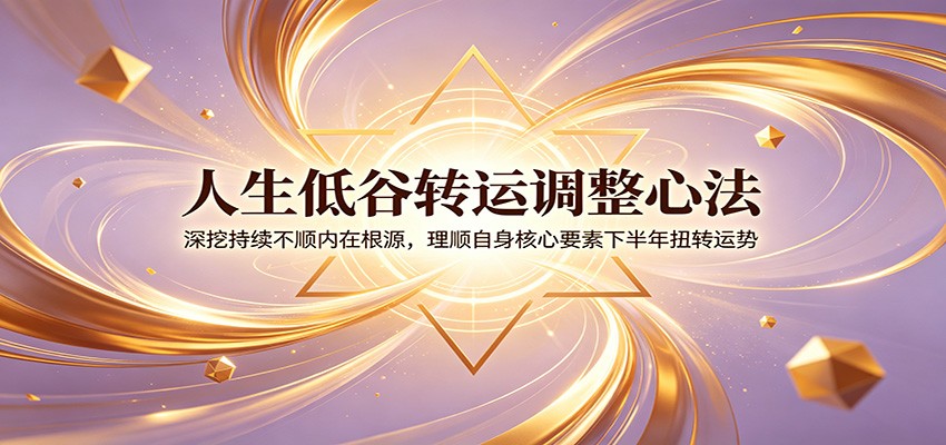人生低谷转运调整心法：深挖持续不顺内在根源，理顺自身核心要素下半年扭转运势祝你网--专注互联网创业.信息差副业研究拒绝割韭菜祝你网